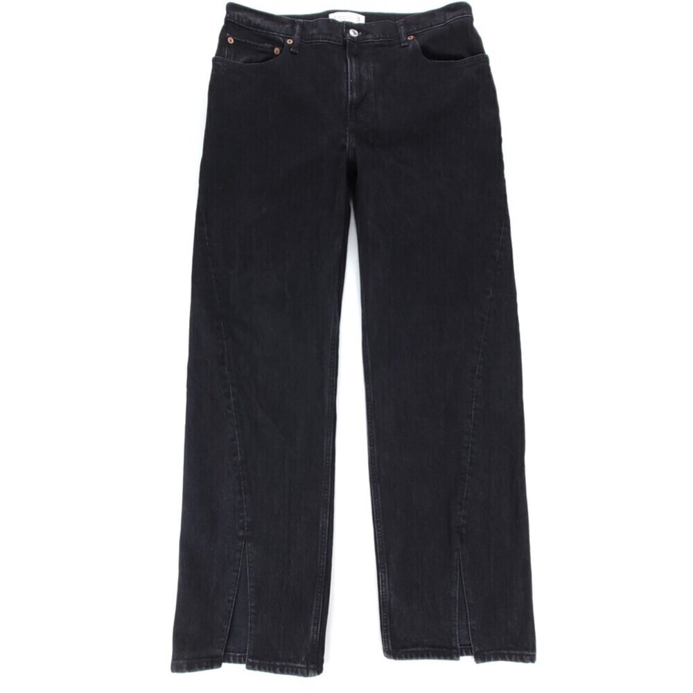 NEW Abercrombie High Rise 90s Relaxed Jeans Ankle Slit Western Clean Girl Black
